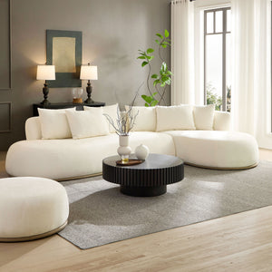 English Elm Oversized L-Shaped Sectional Sofa Right-Facing Chaise with PU Leather Base, Plush Deep Seats, No Assembly Required, Includes 6 Pillows Beige W3208S00004