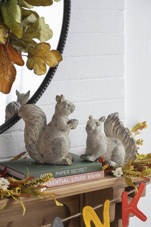 English Elm Set Of 2 Rustic Resin Squirrels - Charming Fall Decor For Thanksgiving, Harvest Festivals & More! W2078P246117-GIGA