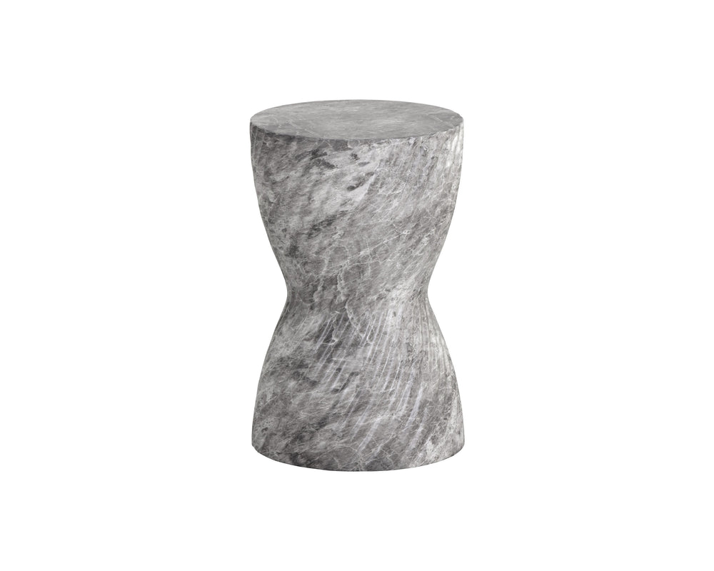 Sunpan Cara End Table - Stunning Faux Marble Design with Unique Swirl Base for Indoor and Outdoor Spaces Marble Look / Grey