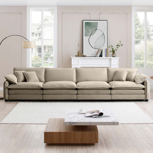 English Elm Corduroy Sofa - Stylish 4-Seater Upholstered Comfort For Modern Living Rooms & Offices, Easy Care! W714S00720