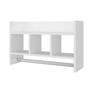 English Elm Dell Four Shelf Wall Mounted Bathroom Organizer with Towel Bar in White Melamine B097P407596