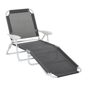 English Elm Outsunny Folding Chaise Lounge Chair - 4-Position Recliner With Armrests For Beach, Patio, And Pool W2225P200841-GIGA