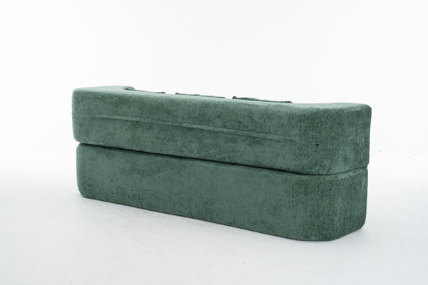 English Elm 3 Seater Convertible Sofa Bed with Chenille Upholstery and High-Density Sponge for Superior Comfort and Support Green T3903P379834