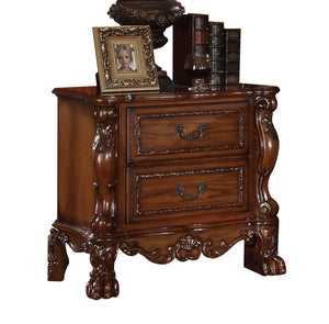 English Elm Cherry Cherry Oak 2-Drawer Nightstand with Felt-Lined Drawers, Claw Legs & Ornate Classic Charm B062P189126