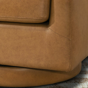 English Elm Danville Top-grain Leather Swivel Accent Chair with Down Cushion for Living Rooms B183P423289