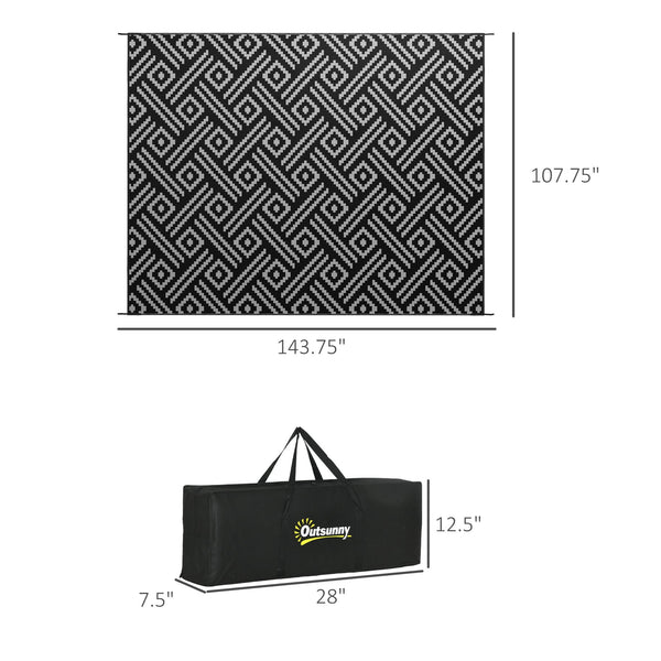 English Elm Outsunny Reversible Polypropylene Outdoor Rug Geometric Flatweave Mat with Carry Bag W2225P174550