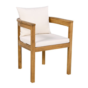 English Elm Christopher Knight Home® - Abaco Outdoor Acacia Wood Dining Chair Set of 2 with Beige Teak Cushions, Durable Weather-Resistant Comfort N775P235147T