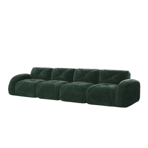 English Elm 140''soft Velvet Modular Cloud Sofa Tufted Plush Seating for Living Room or Home Theater Green W714S01615