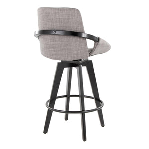 English Elm Fixed-height Swivel Counter Stools with Faux Leather Seats and Chrome Footrest Set of 2 B202S01806