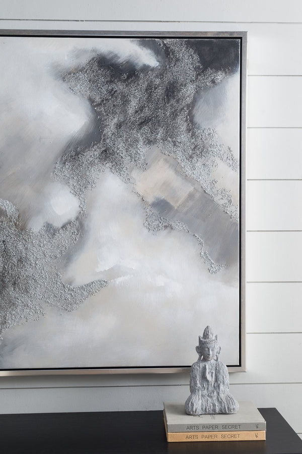 English Elm 39.4X39.4" Stormy Skies Framed Hand-Painted Wall Art - Evocative Modern Decor For Tranquil Spaces W2078P313333