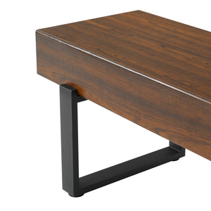 English Elm Upholstered Bench with Thick 5.5" MDF Top, Heavy-Duty Metal Legs, 550LB Capacity, Versatile Seating Espresso N752P374152D