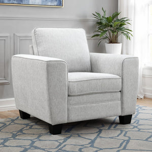 English Elm Light Gray Transitional Accent Chair 39.4"W Plush Chenille & Faux Fur Upholstery Black Tapered Legs B2741P397634