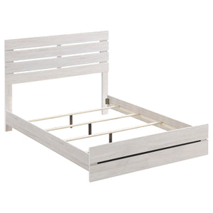 English Elm Geary Coastal White Eastern King Panel Bed with Rustic Oak Finish, Four Spacious Drawers & Charm B062P331058
