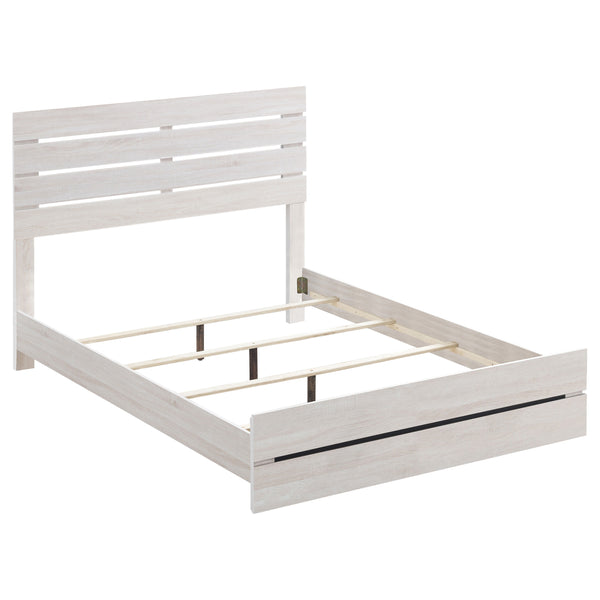 English Elm Geary Coastal White Eastern King Panel Bed with Rustic Oak Finish, Four Spacious Drawers & Charm B062P331058