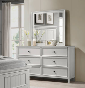 English Elm Classic Farmhouse Six Drawer Dresser with Shiplap Panels and Off White Wood Finish B011P176911