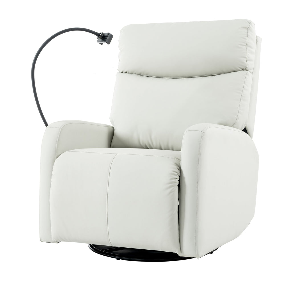 English Elm Rocking Recliner Chair 360° Swivel Glider with 95–160° Recline, Rocking & Phone Holder, Light Gray W1028P185203
