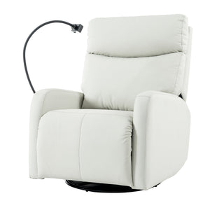 English Elm Rocking Recliner Chair 360° Swivel Glider with 95–160° Recline, Rocking & Phone Holder, Light Gray W1028P185203