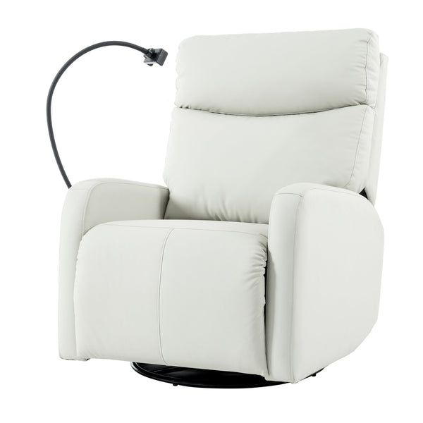 English Elm Rocking Recliner Chair 360° Swivel Glider with 95–160° Recline, Rocking & Phone Holder, Light Gray W1028P185203