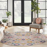 Nourison Passion PSN01 Machine Made Power-loomed Borderless Design Indoor Only Bohemian Transitional Rug Silver, Pink and Grey 100% Polypropylene 99446013941