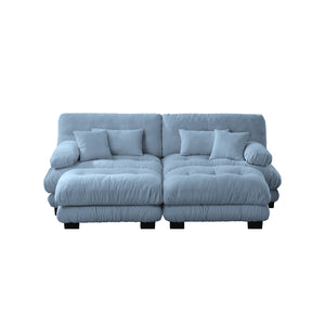 English Elm Cloud Comfort Sleeper Sofa - Elegant Chenille 2-Seater With Lumbar & Throw Pillows, 2 Ottomans W714S01081