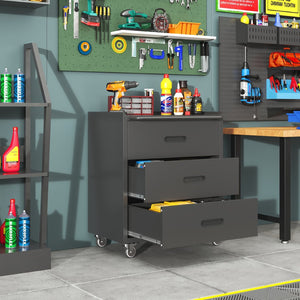 English Elm Heavy-duty Rolling Steel Tool Cabinet 3 Drawer Garage Organizer with Locking Casters T2398P242683