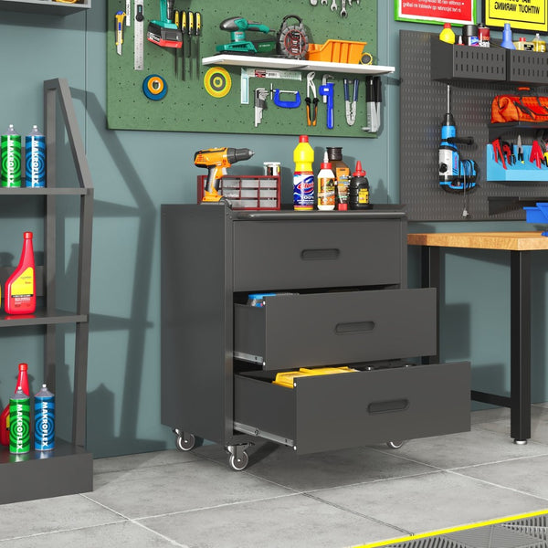 English Elm Heavy-duty Rolling Steel Tool Cabinet 3 Drawer Garage Organizer with Locking Casters T2398P242683
