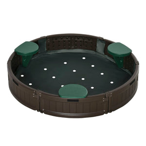 English Elm Outsunny Round Kids Sandbox with Cover Four Seats Hdpe Backyard Play Area W2225P200385