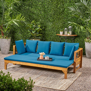 Christopher Knight Home® - Noble House - Varney Outdoor Extendable Acacia Wood Daybed Sofa