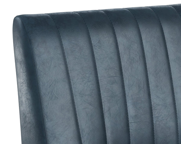 Sunpan Halden Office Chair - Urban Design with Bold Stitching and Rustic Bronze Base for Modern Workspaces Vintage Blue