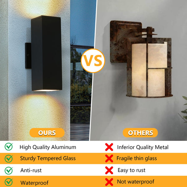 English Elm 2-Pack Modern Outdoor Wall Sconce Black Aluminum, Up/Down Weatherproof GU10 Fixtures 3000K Warm Light W2312P374836