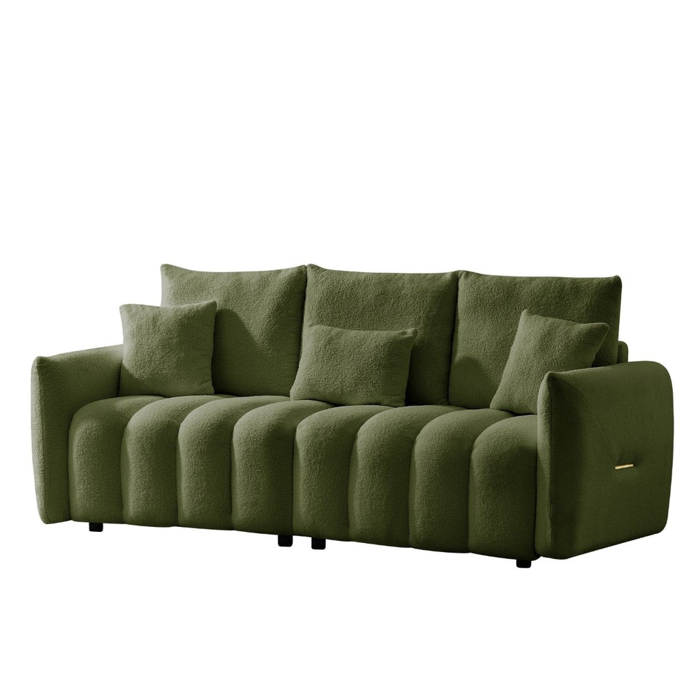 English Elm 80.7 Inch Teddy Velvet Three Seat Sofa Solid Wood Frame Plush Living Room Couch W2564P457796
