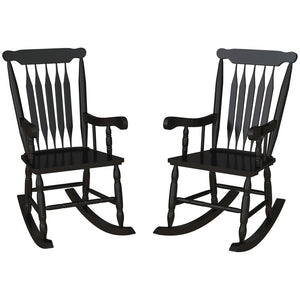 English Elm Outsunny Outdoor Rocking Chairs Set Of 2 - Classic Black Wood Rockers For Patios, Gardens & Balconies W2225P217107-GIGA