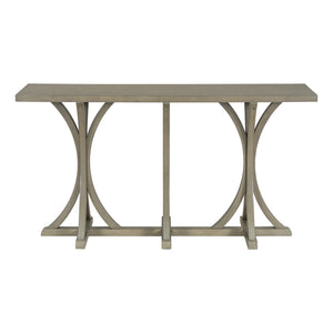 English Elm U-style Farmhouse Console Table Oak Veneer Top Curved Rubberwood Legs Entryway Gray N711P295300E