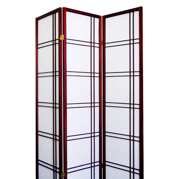 English Elm 70" Tall Girard 3-Panel Room Divider Screen In Cherry Finish - Elegant, Flexible Privacy Solution B072115962