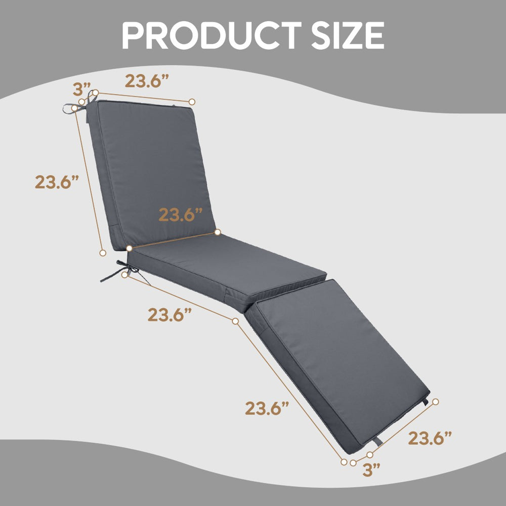 English Elm Outdoor Chaise Lounge Replacement Cushions Tri Fold Memory Foam Water Resistant Patio Set Gray W419P460571
