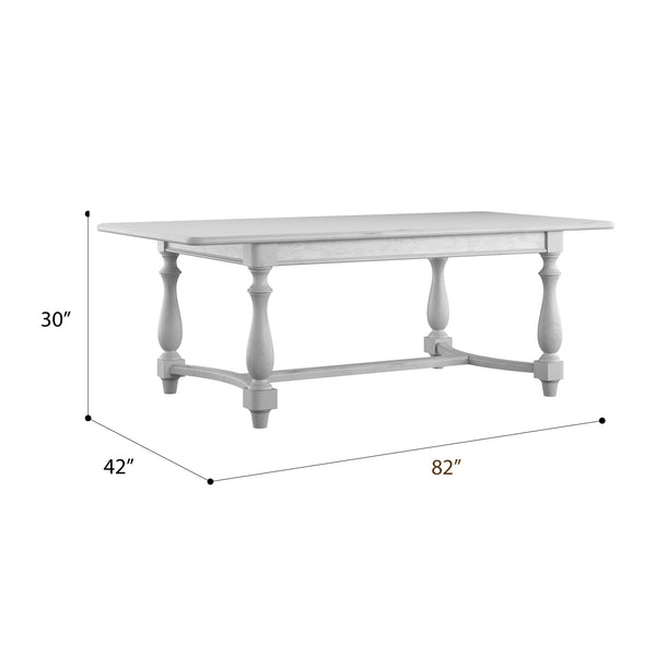 English Elm Wallace & Bay - Gray Coastal Dining Table in Oyster Shell Finish — 82" Solid Wood, Low-Maintenance, Elegant Family Centerpiece B361P384438