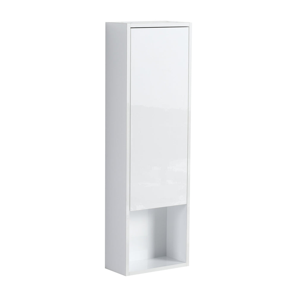 English Elm 12" Modern Bathroom Wall Cabinet With Soft-Close Doors, Space-Saving Float Mount, Glossy White Finish W999P312077