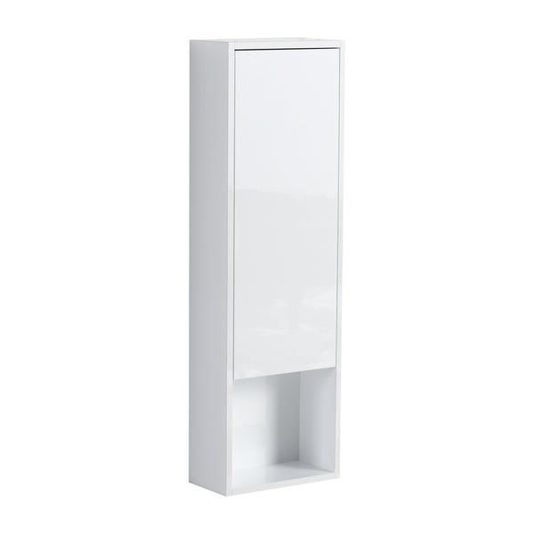 English Elm 12" Modern Bathroom Wall Cabinet With Soft-Close Doors, Space-Saving Float Mount, Glossy White Finish W999P312077