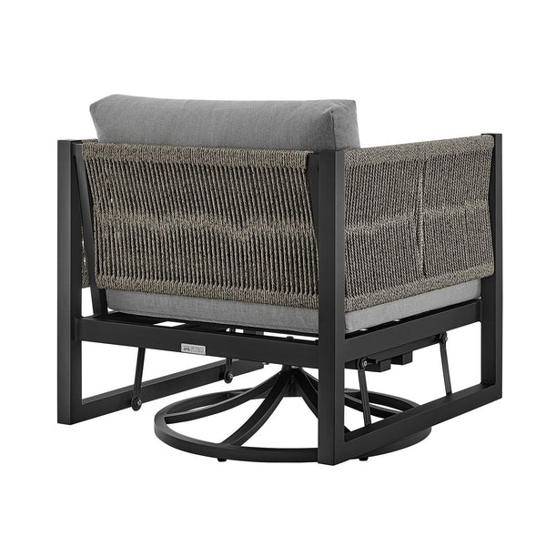 English Elm Mareike Outdoor Swivel Glider Chair Rust Proof Aluminum Frame Patio Lounge Seating Gray B2736P464906