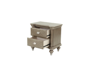 English Elm Luxury Glam Antique Silver-Champagne Nightstand with 2 Drawers, Modern Bedside Storage 28x18x28" B011P210121