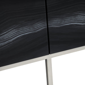 Crestview Collection Transitional Modern Tv Stand With Stylish Storage, Adjustable Shelves, And Elegant Iron Base Design Black Mdf Cvfzr6197