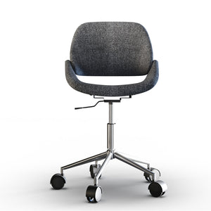 English Elm Malden Mid-Century Modern Office Chair in Grey Fabric — Curved Padded Seat, Chrome Swivel Base, Adjustable B136P158898