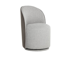 Sunpan CAVOLI Swivel Dining Chair - Stylish Belfast Heather Grey & Meg Ash Upholstery for Modern Spaces 112028V