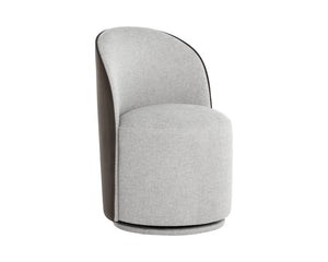 Sunpan Cavoli Swivel Dining Chair - Elegant Belfast Heather Grey With Stylish Meg Ash Contrast Finish Grey Fabric 112028