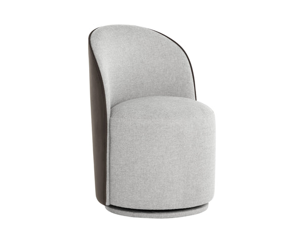 Sunpan Cavoli Swivel Dining Chair - Elegant Belfast Heather Grey With Stylish Meg Ash Contrast Finish Grey Fabric 112028