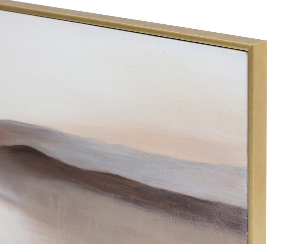 Sunpan Desert Sands Wall Art - Hand-Painted Serenity with Gold Floater Frame, Unique 72"x30" Dimensions