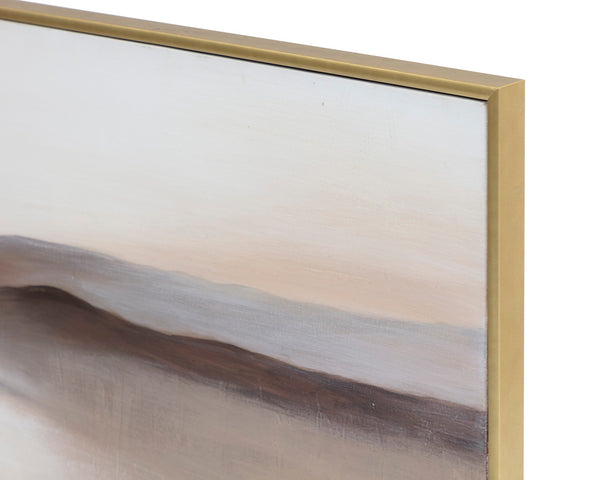 Sunpan Desert Sands Wall Art - Hand-Painted Serenity with Gold Floater Frame, Unique 72"x30" Dimensions