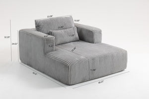 English Elm Sofa Bed Compact Corduroy Convertible Sleeper with Lumbar Pillows for Studio Apartments Grey W3326P345961