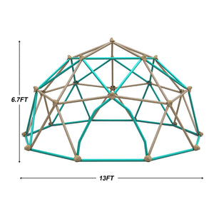 English Elm 13ft Geometric Climbing Dome Outdoor Play Structure Powder Coated Steel Holds 1000 Lbs Coffee,Green N710SK1113E
