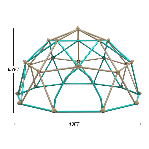 English Elm 13ft Geometric Climbing Dome Outdoor Play Structure Powder Coated Steel Holds 1000 Lbs Coffee,Green N710SK1113E
